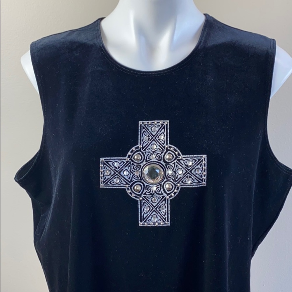 Velvet Rhinestone Tank Top - Picture 2 of 12
